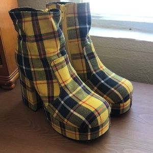 Yellow plaid UNIF boots